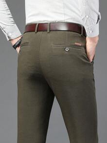 Pantalon décontracté simple de navetteur de poche de couleur unie pour hommes - Militaire verte - Voir 6