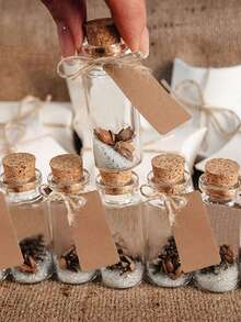 1/5/10 Stücke kleine Glasflaschen, DIY Bastelset mit Stopfen, Etiketten, Schnur & Trichter, ideal für Hochzeitsgeschenke, Dekoration oder Bastelprojekte, klares Glas Material, Halloween, Weihnachten - Verschiedenfarbig - Übersicht 8