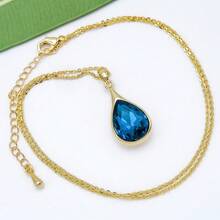 Navachi 18k Gold Plated Water Drop Pear-Shaped  Pendant Necklace 16inch+2inch{Inchcolor_nameinch:InchBlueinch} - 鋯石藍 - 查看 8