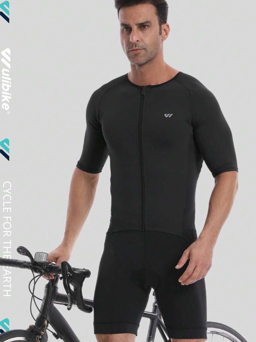 wulibike 男士铁人三项服，高弹透气速干铁人三项比赛服，骑行泳衣，跑步/自行车/游泳服