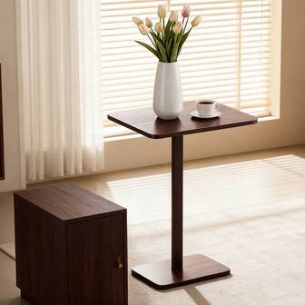 Couch Bed Chair TV Tray Table,Bamboo C-Design Side Table,22.8in High For Small Spaces,Space Saving Snack Dining Solution