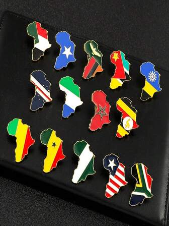 1/14pcs Fashion Map Brooch Creative African Map Nigeria Flag Enamel Pin Metal Badge Backpack Clothing Accessories Ornament Gift