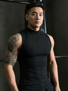 Spring/Summer Slim Fit Asymmetrical Tank Top - Black - View 7