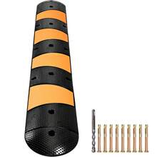 Tope de velocidad de goma , 1 paquete de tope de velocidad de 2 canales, tope de velocidad modular de 72 pulgadas de largo nominal de carga de 22000 libras, tope de velocidad de garaje de 72,8 x 12,2 x 2,2 para entrada de grava de hormigón asfáltico con 2 tapas finales - 1 paquete de 2 canales - Ver 8