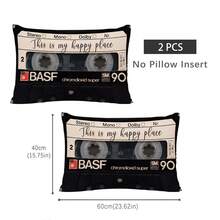MEMNUN 1 Stück/2 Stücke Vintage Kassetten-Tape "Dies ist mein glücklicher Ort" bedruckter dekorativer Kissenbezug [ohne Kissenfüllung], 30*50cm/40*60cm, [einseitig Muster] Polyester Kissenbezug für Sofa, Bett, Wohnzimmer, Schlafzimmer, Auto, Büro, Hotel Dekoration, perfektes Geschenk für Familie und Freunde, für alle Jahreszeiten
