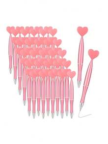 Pink Heart Shaped Rotating Ballpoint Pen, Suitable For School/Office Supplies, Romantic Writing Tool, Wedding Signature, Office Supplies, Wedding, Valentine's Day, Elegant Writing Instrument, Back To School Gift