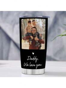 Personalized Insulated Tumbler For Dad 20oz, Love You Daddy Photo Picture, Stainless Steel Insulated Tumblers Coffee Travel Insulated Tumbler, Dad Gifts For Birthday Fathers Day Father Gift From Daughter Son, Christmas Day Gift (With Lid And Straw) - Dad - Design 2 - View 2