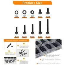 800 Pcs M2.5 Metric Screw Assortment Kit Assorted Bolts Nuts And Washers Kit M2.5x4mm 6mm 8mm 10mm 12mm 16mm 20mm Fully Threaded Assortment Kit Hex Socket Cap Screws Bolts Nuts Washers Set - 黑色尺寸:800件 - 查看 1