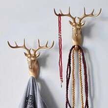 Lot de 1 – Crochets de style européen – sans perçage – forte adhérence – décoration murale – patères – tête de cerf, éléphant, rhinocéros, cheval, chèvre - Chèvre noire - Voir 3