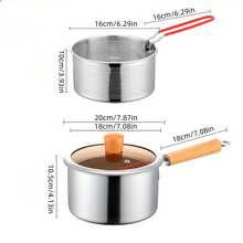 Set da cucina in acciaio inossidabile di alta qualità da 18 cm con coperchio in vetro e cestello per friggere - Padella antiaderente in 304 SUS compatibile con piano cottura a induzione/gas, Pentola a vapore, Pentola per pasta/cottura, Pentola per latte - Compatibile con piano cottura a gas/induzione - Abito a tre pezzi - Visualizzare 8