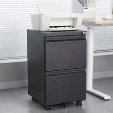 Mobile Metal Filing Cabinet With 2 Drawers And Lock, Steel Under-Desk Filing Cabinet, 25.6 Inches Tall, Legal/Letter Size Filing Cabinet, White
