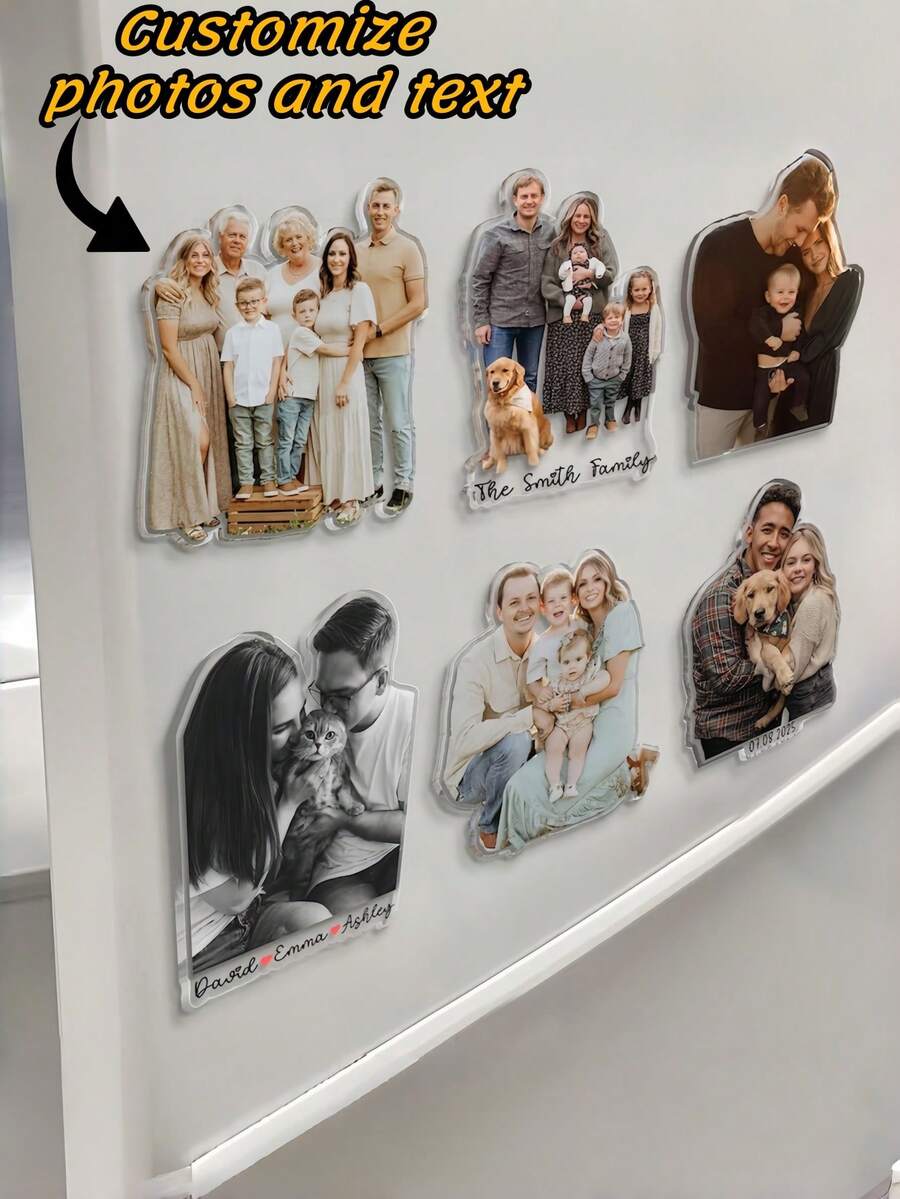 1Pc Custom Acrylic Fridge Magnet, Personalized With Photo & Text, Perfect For Family, Friends, Couples, Home Decor, Christmas