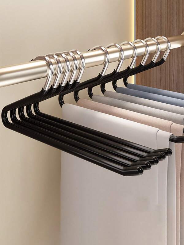 1pc/5pcs Goose Shaped Seamless Non-Slip Pants Hanger, Heavy Duty Garment Rack, Suitable For Ties, Skirts, Scarves, Vests, Bathroom, Bedroom, Closet, Cabinet, Home, Dorm, Upgraded Silicone Non-Slip Layer, Ultra-Thin Side Hanging Design, Minimalist & Elegant