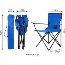 Cadeira de praia para camping de 80 cm de altura, material de poliéster, com bolsa de transporte Cadeira de camping dobrável, cadeira de gramado de jardim, com bolsa de transporte e apoios de braços Cadeira de mochila com porta-copos e bolsa de transporte, compacta, adequada para pesca ao ar livre, camping, churrasco, praia, viagens, piquenique, festivais e outras ocasiões, verde, 1,8 kg - Azul - Ver 10