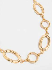 1pc Fashionable Metal High-End Punk Style Metal Pleated Round Chain Asymmetrical Hollow Ellipse Splice Body Chain Waist Chain - Yellow Gold - View 4
