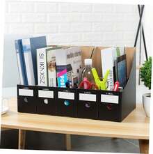 MAGICLULU 5 Piezas Estantes De Archivos Para Escritorio Carpetas Negras Organizador De Escritorio Porta Documentos De Escritorio Porta Revistas Soporte De Almaceento De Archivos - albaricoque - Ver 4