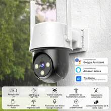 E T EASYTAO EC01 Cámaras de  Exterior, 3MP 2K Camara WiFi 5Ghz/2.4Ghz, Panorama de 360 Grados, Visión Nocturna, Audio Bidireccional, Detección de Movimiento, Compartible con Alexa - Negro - Ver 3