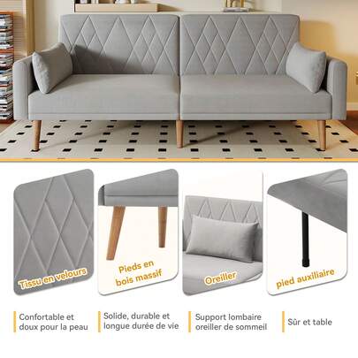 Small Sofa, Zweisitzer-Sofa, Schlafsofa, Schlafsofa Mit Schlaffunktion, Schlafsofa Aus Samtstoff, Geeignet Für Wohnzimmer, Schlafzimmer, Heimkino, Gästezimmer.
