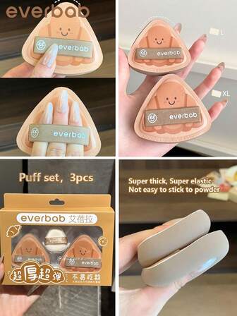 Everbab 3pcs Soft Multi-Functional Makeup Sponge Air Cushion Set