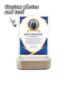 [2D Acrylic Award Plaque] - 8 Styles Available, Customizable Text, Name And Photo - With Wooden Base, Suitable For Employee Recognition, Retirement And Other Occasions - Customized Award For Employees, Colleagues And Friends - Multicolor - View 16