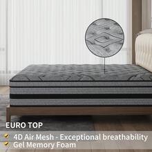 10/12/14 Inch Queen Hybrid Mattress With Cooling Gel Memory Foam & Zoned Pocket Coils - Pressure Relief & Motion Isolation, Breathable Bed In A Box, Medium-Firm Support, Cooling Technology For Hot Sleepers, Spinal Alignment, No Battery/Electricity-Free, Ideal For Couples & Heavy Sleepers, Durable Construction, Sleep Comfort, Supportive Sleep, Medium Firmness, Highquality Materials, Hot Weather Sleepers, Memory Foam Mattres, Mattres Double Bed, Mattres Single, Queen Size Mattress, King Size - 黑色 - 查看 7