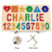 Montessori Toddler Toys, Customizable Wooden Name Puzzle For 1-3 Years Old, Personalized Name Puzzle, Easter Children's Gift, Wooden Toys, 3D Letter Puzzle - Rainbow Three Rows All With Nails + Brackets - View 10