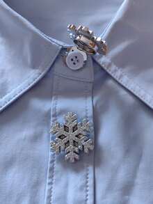 Set de 2 botones de copo de nieve elegantes de Navidad, set de botones para camisa, set de botones de clip, set elegante de gemelos con cristales, adecuado para decoración de esmoquin y vestido de boda - Flor - Ver 9