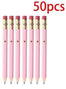 5/10/20/30/50/100pcs Cute & Elegant Pink Mini Golf Pencils With Erasers, 4-Inch HB Hexagonal Pencils, Suitable For School, Office Supplies, Wedding Favors, Valentine's Day, Back To School, Personalized Arts & Crafts Gifts, Book Lovers, Fun Stationery Series - Pink - View 13