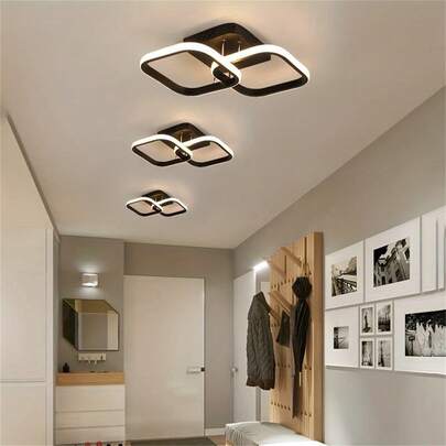 1pc Square LED Flush Ceiling Light, 3-Color Adjustable Ceiling Light, Suitable For Hallway, Living Room, Bedroom, Indoor Lighting, Home Decor, Ceiling Light