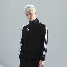 Adidas 男式字母图案侧条纹拉链运动夹克 - 黑色 - 查看 2