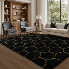 Noahas Ultra Soft 4.5cm Velvet Bedroom Rugs Kids Room Carpet Modern Shaggy Area Rugs Home Decor 2.6' X 5.3', Gray(9' x 6' (Rectangular) Negro Oro) - Tipo 4 - Ver 3