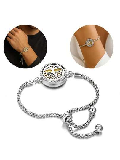 Pulseira Difusora em Aço Inox Ajustável Ideal para Óleos Essenciais Aromaterapia Unissex com Feltro