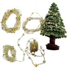 Gold Ball Star Festive Decorations, Pearl Bead Garland For Christmas Tree Decor, Christmas Decorations; Christmas Scene Decoration For Malls, Shop Windows, Christmas Tree