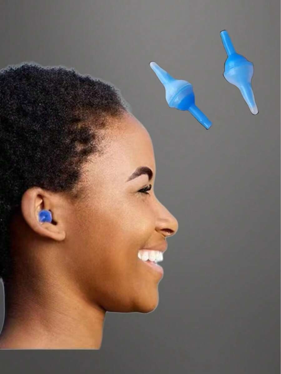 1 Pair Innovative Inflatable Earplugs, Sleep Noise Cancelling - Blue - View 1