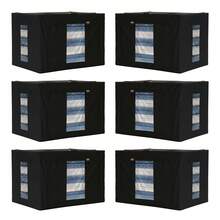 6 cestas de almacenamiento plegables de gran capacidad, organizador multifuncional para escritorios, Caja de almacenamiento de ropa de gran capacidad, tela no tejida, antideformación, organizador de ropa para el hogar, dormitorio, armario, gris, Bolsa De Almacenamiento Plegable Tela Organizador Para Edredones, Organizador para ropa bolsas guarda bolsas closet Caja De Almacenamiento De Ropa Grande Plegable - Negro - Ver 1