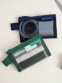 4pcs Large Capacity Nylon Mesh Zipper Pouch, Portable Waterproof Cosmetic Bag Wine Red Bag, Multifunctional Makeup Bag, Stationery Bag, Cable Organizer, Coin Purse Makeup Travel Toiletry Organizer Make Up Bag Makeup Pouch Toiletry Bag Wash Bag Travel Essential Cruise Essentials Vacation Essentials For Men Women - Multicolor - View 4