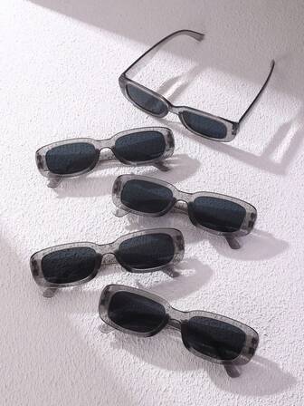 5件套经典复古塑料眼镜套装，女士适用，适合派对、户外旅行、万圣节、音乐节等各种场合，四季皆宜。