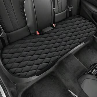 1pc Plush Quilted Car Seat Cushion, Comfortable For Summer, Soft Shaggy Textured, No Binding, Breathable, Fits Rear 3-Seat, Backless, 4-Season Seat Pad, Suitable For Sedan, MPV, SUV, Truck, RV