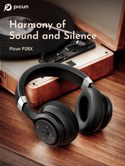 Picun Picun P28X Wireless Headphones, 35 Hours Of Battery Life - Built-In Power Display, Double Diaphragm Telescopic Rotating Bracket, High Quality Low Latency, Suitable For Travel, Fitness And Other People.