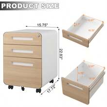 Mobile Filing Cabinet With 3 Drawers For Under The Desk In The Office, Simple Style, Versatile Storage Cabinet For Legal/Letter/A4 Files, 5-Wheel Design, Tip-Proof, Cold-Rolled Steel, Waterproof, Moisture-Resistant, White - White - View 5