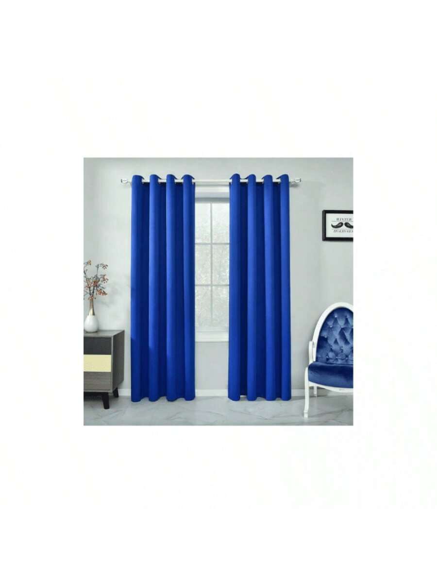 Juego de Cortinas Azul Marino Modernas con Ollaos para Barra