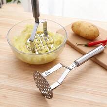 1pc Upgraded Stainless Steel Potato Masher, Reinforced Powerful Bean & Potato Mashing Kitchen Tool, Random Style Potato, Sweet Potato, Garlic Press, Manual Food Masher - Silver - View 8