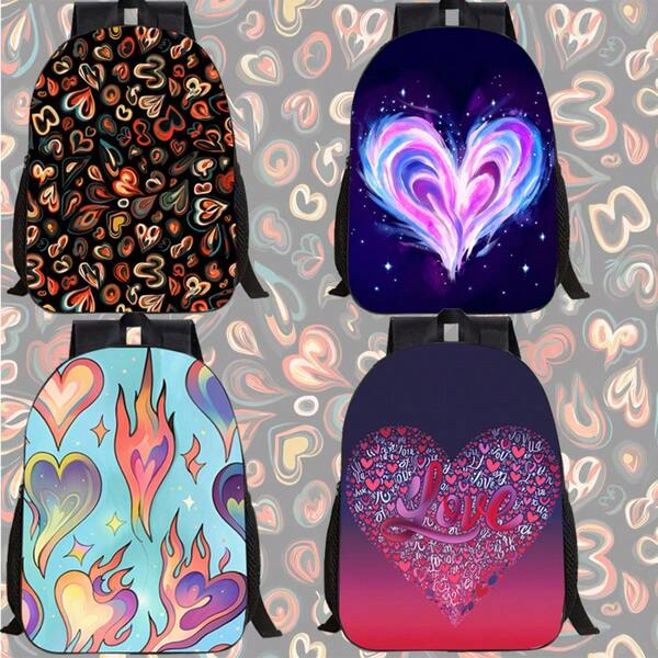 Minimalist Heart-Shaped Backpack, Large Capacity Versatile School Style Backpack, Fashionable Women's Dual-Shoulder Bag, Portable Outdoor Travel Bag, Storage Bag
