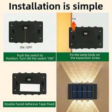 1/2pcs Warm/White 8LED Solar Powered Garden Lights, Indoor Decorative Wall Lights With Convex Lens, Outdoor Fence Lights, Stair Lighting, Wall Decor Lights, IP44 Household LED Landscape Lights, Suitable For Outdoor, Yard, Villa, Fence, Patio, Garden - 8LED-wall Light - View 12