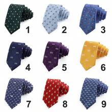 ZONFAZ 1 pieza Corbata versátil para hombres de 6 CM con estampado de dibujos animados, con patrones de flores, bicicleta, avión y conejo, adecuada para esmoquin, boda, actuación escolar y fiesta - Multicolor - Ver 1