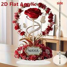 1 cái 2D Acrylic hoa hồng đỏ bướm "MAMA" trang trí để bàn, thích hợp để trang trí để bàn nhà cửa, Ngày của Mẹ, quà tặng sinh nhật cho Mẹ - Nhiều màu - Xem 3