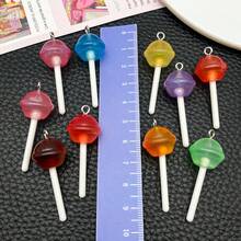 10Pcs Lollipop Star Jewelry Making Charms Resin Lollipop Pendant Charms Colorful Lollipop Charm Beads Candy Keychain Pendant Charms Large Pastel Candy Beads Necklace Jewelry DIY Making Craft - Multicolor - View 6