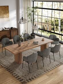 Goeurvant Modern Cloud-Style Wool-Linen Upholstered Dining Chairs With Rounded Arms And Wide-Back Support For Dining Room, Living Room, Office-Set Of 2/Set Of 4/Set Of 6-Dark Grey/Textured Fabric - 深灰色 - 查看 2