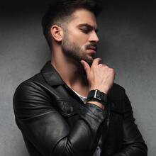 MensPunk Rock Black Wide PU Leather Wrist Belt Cuff Bracelet For Husband Son Boyfriend Gifts - 黑色 - 查看 8