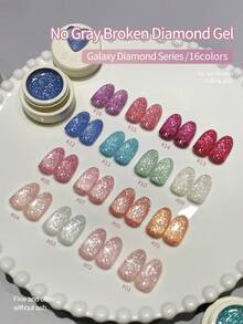 annies 5g Chrome Platinum Glitter Nail Polish Set, 16 Colors Including Sparkly Shiny UV LED Soak Off Black Silver Pink Gel Polish Kit Home DIY Manicure Nail Salon Varnish - 彩色 - 查看 3